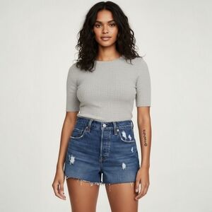 Levi's Ribcage High-Waisted Distressed Denim Cut-Off Shorts - - 31